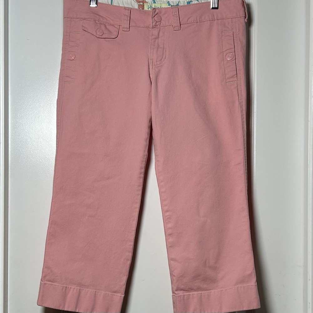 Hollister Vintage Y2K 2000s Pink Low Rise Stretch Cuffed Cropped Capri Pants
